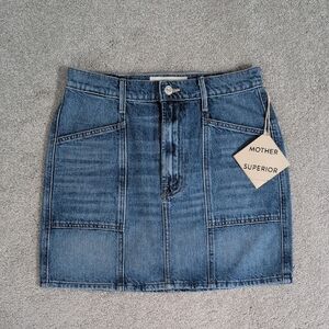 MOTHER Blue Mini Cargo Skirt